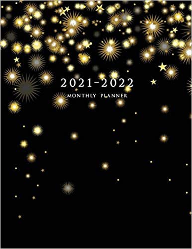 okumak 2021-2022 Monthly Planner: Large Two Year Planner (Christmas Gold Snowflakes)