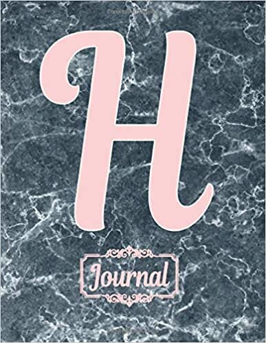 okumak Rose Pink H Monogram Initial letter H Diary Journal Notebooks gifts for Girls, Boys, Women &amp; Men who like Black and White marbles, Writing &amp; Note ... Book, Journal or Diary - Size 8.5 x 11 inch
