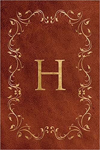 okumak H: Faux leather effect / look gold monogram. Personalized letter ruled journal notebook. Elegant traditional design suitable for all: men, women, ... pages in 6 x 9 matte finish, handy size.