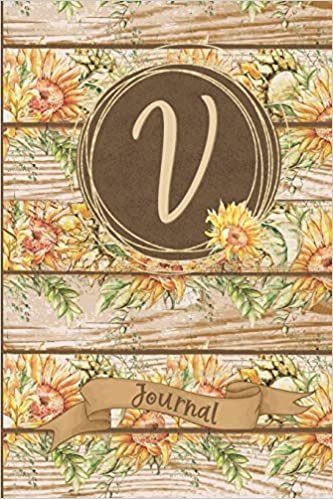 okumak V Journal: Rustic Sunflower Journal Monogram Initial V Lined Notebook | Decorated Interior