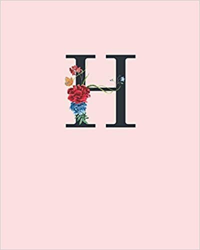 okumak H: 110 Dot-Grid Pages | Light Pink Monogram Journal and Notebook with a Simple Floral Design | Personalized Initial Letter Journal | Monogramed Composition Notebook