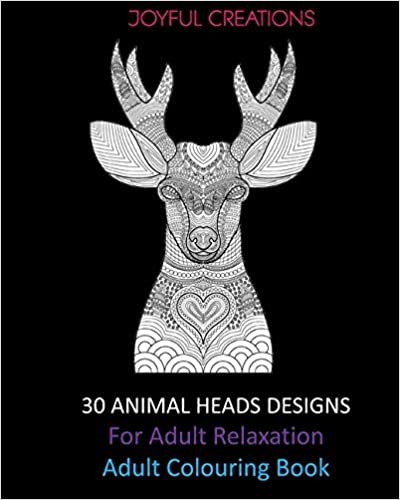 okumak 30 Animal Heads Designs For Adult Relaxation: Adult Colouring Book