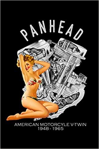 okumak Panhead American Motorcycle V-Twin PinUp: Harley Davidson Pan Head Motorcycle Engine Blank Lined College Ruled 100 Page Notebook