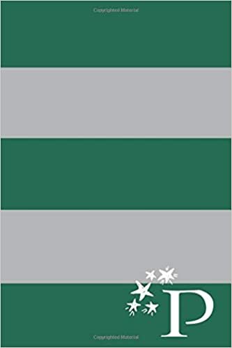 okumak P: 6x9 Lined Personalized Writing Notebook Journal, 120 pages — Monogram Initial Letter P with Magical Stars on Emerald Green &amp; Silver Gray Background (Monogrammed School Journals for Kid’s Gift)