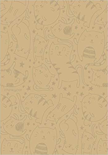 okumak 7&quot; x 10&quot; Neutral Tan Grid Minimalist Cat Pattern Notebook: Large (17.78 x 25.4 cm) Simple Minimal Light Beige Brown Kitty Kitten Journal in Matte Soft ... (50 Leaves or Sheets) and 5 mm Line Spacing
