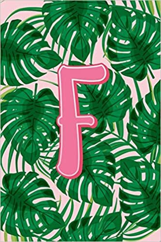 okumak F: Letter F Monogram Green &amp; Pink Palm Tree Fronds Notebook &amp; Journal