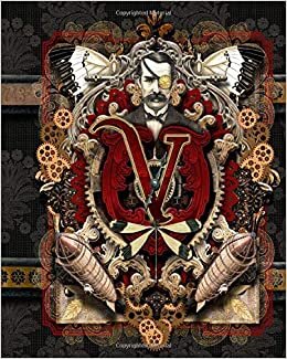 okumak The Monocled Gentleman V: Steampunk Themed Lined Decorative Monogram Initial Notebook
