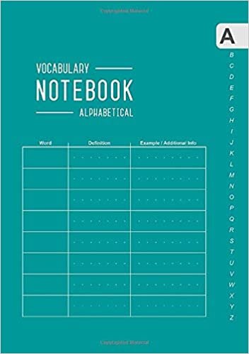 okumak Vocabulary Notebook Alphabetical: A5 Medium Notebook 3 Columns with A-Z Tabs Printed | Smart Design Teal