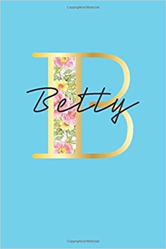 okumak Betty B: Personalized Name Monogram Initial Letter Journal | Lightly Lined Wide Rule | Marble Gold And Flower (6x9 inches)