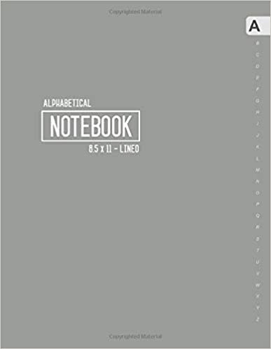 okumak Alphabetical Notebook 8.5 x 11: Large Lined-Journal Organizer with A-Z Tabs Printed | Smart Gray Design