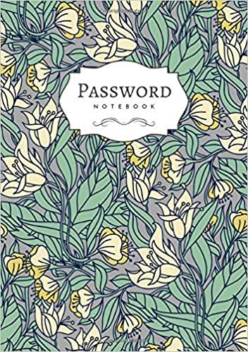 okumak Password Notebook: B5 Login Journal Organizer Medium with A-Z Alphabetical Tabs | Large Print | Fantasy Floral Leaf Design Gray