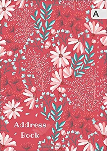 okumak Address Book: B6 Small Contact Notebook Organizer | A-Z Alphabetical Sections | Beautiful Botanical Flower Design Red