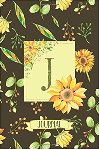 okumak J Journal: Sunflowers Notebook Monogram Initial J Blank Lined Journal | Decorated Interior
