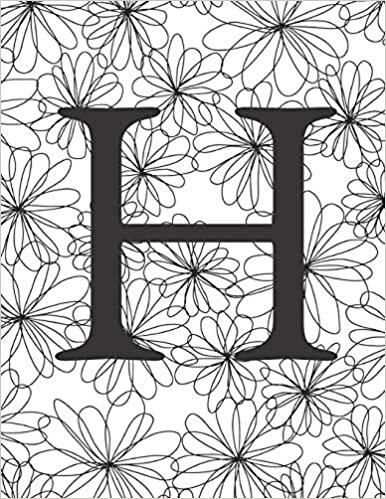 okumak H: Monogram Initial H Notebook for Women and Girls-Black and White Flower-120 Pages 8.5 x 11