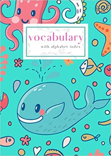 okumak Vocabulary with Alphabet Index: B6 Small 2-Column Notebook with A-Z Alphabetical Labels | Whale Marine Element Cover Design | Turquoise
