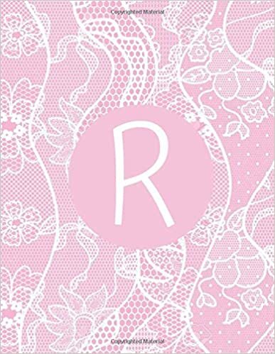 okumak R: Monogram initial R Notebook for Women and Girls-Pink Lace-120 Pages 8.5 x 11