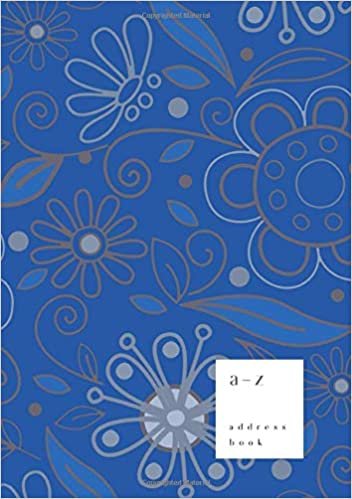 okumak A-Z Address Book: B5 Medium Notebook for Contact and Birthday | Journal with Alphabet Index | Hand-Drawn Flower Cover Design | Blue