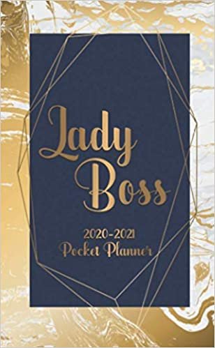 okumak Lady Boss 2020-2021 Pocket Planner: 2 Year Calendar &amp; Agenda with Monthly Spread View - Two Year Organizer with Inspirational Quotes, U.S. Holidays, Vision Board &amp; Notes - Beautiful Gold Marble Print