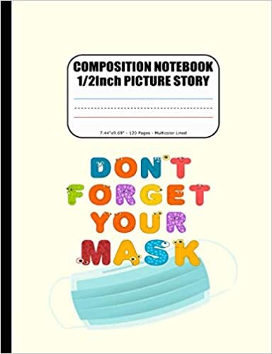 okumak Composition Notebook 1/2Inch Picture Story: Primary Composition Notebook For Handwriting Practice And Drawing | Multicolor (Dotted Midline) for ABC ... Grades K-2 | 7.44&quot;x9.69&quot; | Corona Mask Cover