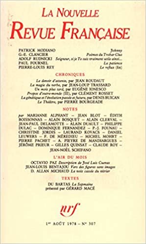 okumak LA N.R.F. 307 (AOUT 1978) (LA NOUVELLE REVUE FRANCAISE)