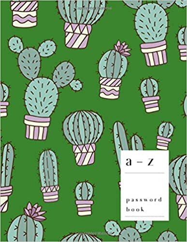 okumak A-Z Password Book: 8.5 x 11 Big Login Notebook with A-Z Alphabet Index | Large Print Format | Cute Cactus in Pot Design | Green