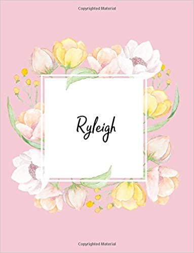 okumak Ryleigh: 110 Ruled Pages 55 Sheets 8.5x11 Inches Water Color Pink Blossom Design for Note / Journal / Composition with Lettering Name,Ryleigh