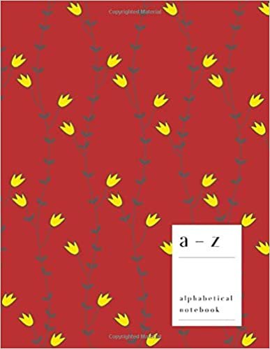okumak A-Z Alphabetical Notebook: 8.5 x 11 Large Ruled-Journal with Alphabet Index | Vertical Stripe Floral Cover Design | Red