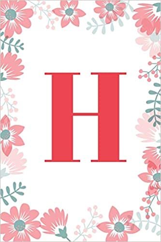 okumak H: Monogram Initial H Journal for Girls and Women, White Floral 6 x 9