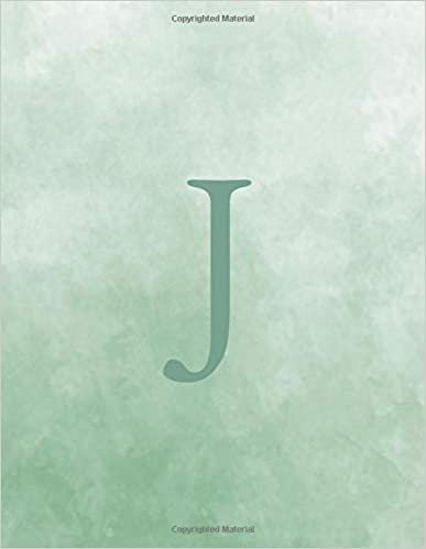 okumak J: Monogram Initial J Notebook for Women and Girls-Ombre Seafoam Green Watercolor-120 Pages 8.5 x 11