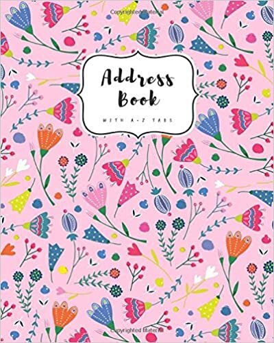okumak Address Book with A-Z Tabs: 8x10 Contact Journal Jumbo | Alphabetical Index | Large Print | Cute Decorative Flower Design Pink