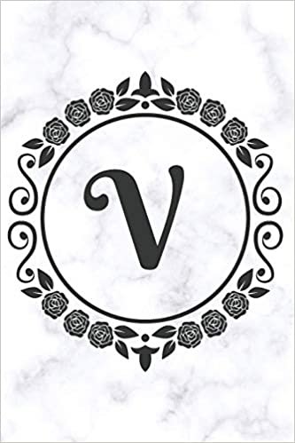 okumak V: Sketchbook | Cute Personalized Floral Initial Monogram Drawing Book for Artists | Pretty Doodling Pad for Students for Girls &amp; Women | Letter V - White Marble Flower Series