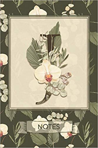 okumak J Notes: Tropical Boho Style Floral Notebook Monogram Initial J Blank Lined Journal | Orchids and Palms | Decorated Interior