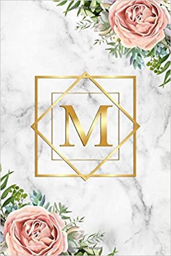 okumak M: Tropical Floral Initial Monogram Letter M Blank Dot Grid Bullet Notebook for Writing &amp; Notes - Pretty Marble &amp; Gold Personalized Journal &amp; Diary for Girls &amp; Women with Dot Gridded Pages.