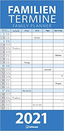 okumak Blau 2021 Familienplaner - Familien-Timer - Termin-Planer - Kinder-Kalender - Familien-Kalender - 22x45
