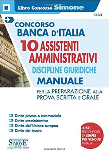 okumak Concorso Banca D&#39;italia 10 ASSISTENTI AMMINISTRATIVI Discipline GIURIDICHE - Manuale