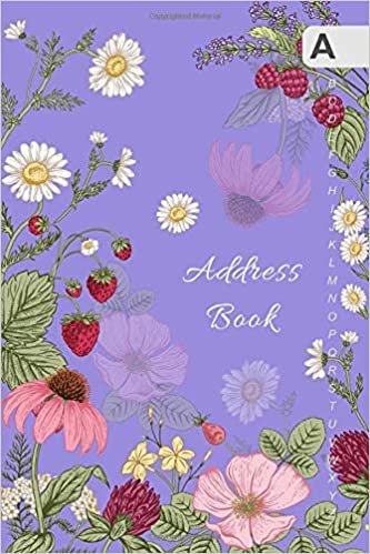 okumak Address Book: 4x6 Mini Contact Notebook Organizer | A-Z Alphabetical Sections | Wild Flower Berry Design Blue-Violet
