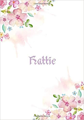 okumak Hattie: 7x10 inches 110 Lined Pages 55 Sheet Floral Blossom Design for Woman, girl, school, college with Lettering Name,Hattie