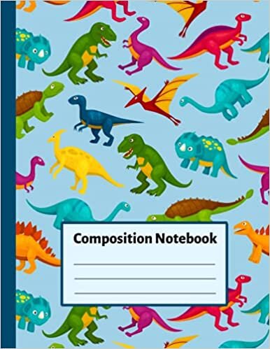 okumak Dinosaur Composition Notebook For Kids: Kindergarten, Preschool, Grades K-2 School Jurassic Journal 120 Wide Ruled Pages (Dino Collection)