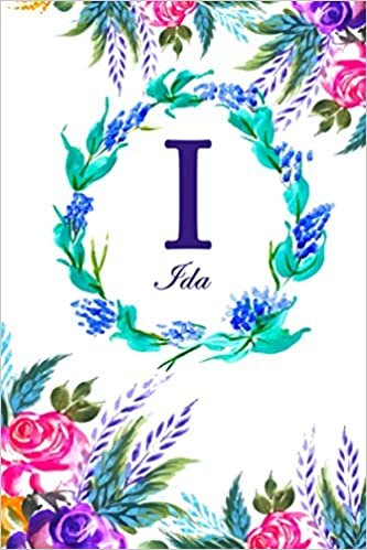 okumak I: Ida: Ida Monogrammed Personalised Custom Name Daily Planner / Organiser / To Do List - 6x9 - Letter I Monogram - White Floral Water Colour Theme