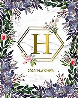 okumak 2020 Planner: Grey Marble &amp; Floral Monogram Letter H 2020 Weekly Planner, Organizer &amp; Agenda for Girls &amp; Women - To-Do’s, Inspirational Quotes &amp; Funny Holidays, Vision Boards &amp; Notes.