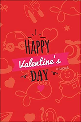 Happy Valentines Day Notebook, Blank Write-in Journal, Dotted Lines, Wide Ruled, Medium (A5) 6 x 9 In (Red)