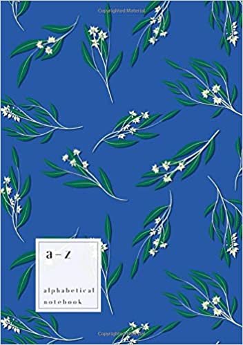 okumak A-Z Alphabetical Notebook: B5 Medium Ruled-Journal with Alphabet Index | Eucalyptus Leaf Branch Cover Design | Blue