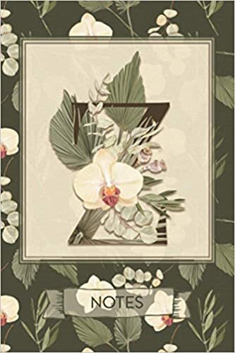 okumak Z Notes: Tropical Boho Style Floral Notebook Monogram Initial Z Blank Lined Journal | Orchids and Palms | Decorated Interior