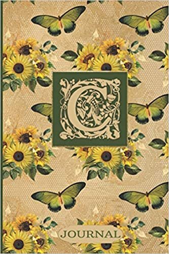 okumak C Journal: Sunflowers and Butterflies Journal Monogram Initial C | Blank Lined and Decorated Interior