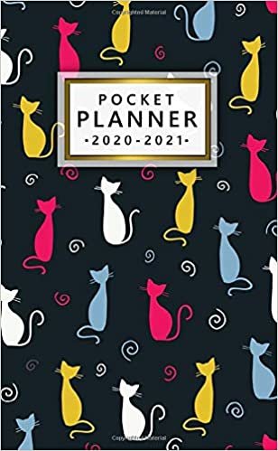 okumak 2020-2021 Pocket Planner: 2 Year Calendar &amp; Agenda with Monthly Spread View - Two Year Organizer with Inspirational Quotes, U.S. Holidays, Vision Board &amp; Notes - Funky Cat Silhouette Pattern