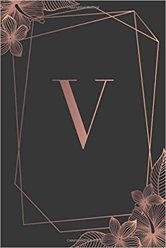 okumak V: Luxury Personalized Lined Journal Dark Background &amp; Rose Gold Floral Print | Pretty Initial Monogram Letter Ruled Notebook | Diary for Writing &amp; ... | Journal Gift (6 x 9 - 110 lined pages)