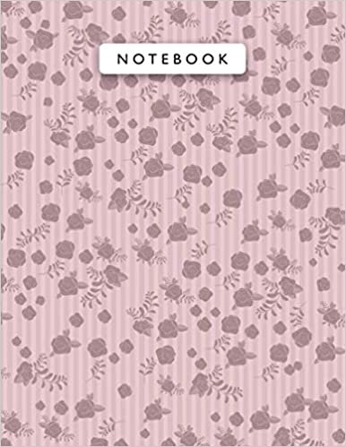 okumak Notebook Pink Color Mini Vintage Rose Flowers Small Lines Patterns Cover Lined Journal: 8.5 x 11 inch, Journal, College, Monthly, Work List, 110 Pages, Planning, 21.59 x 27.94 cm, A4, Wedding