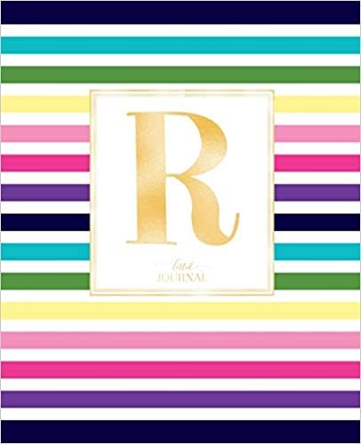 okumak Dotted Journal: Dotted Grid Bullet Notebook Journal Colorful Stripes Gold Monogram Letter R (7.5” x 9.25”) for Women Teens Girls and Kids