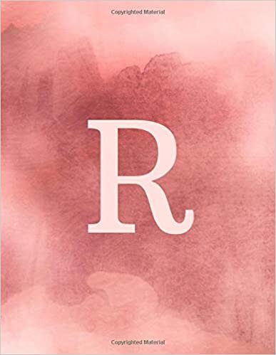 okumak R: Monogram Initial R Notebook for Women and Girls- Dusty Pink Watercolor-120 Pages 8.5 x 11