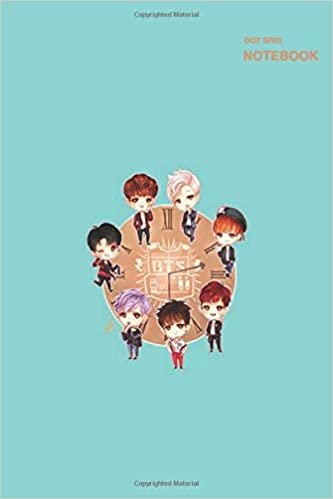 okumak Dotted grid notebook/journal: BTS Clock Chibi Style Design Cover, 110 College Ruled Paper, (6 x 9 inches) Large, Dotted Pages.